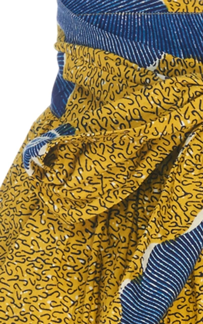 Shop Ulla Johnson Martin Belted Printed Cotton Shorts In Yellow