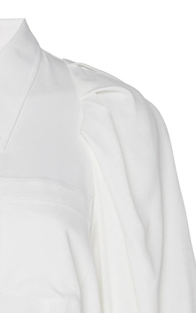 Shop Khaite Leith Ruched Poplin Shirt In White