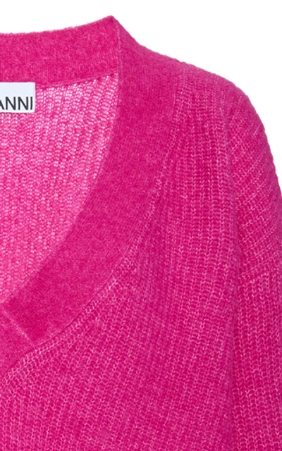 Shop Ganni Oversized Wool Knit Sweater In Pink