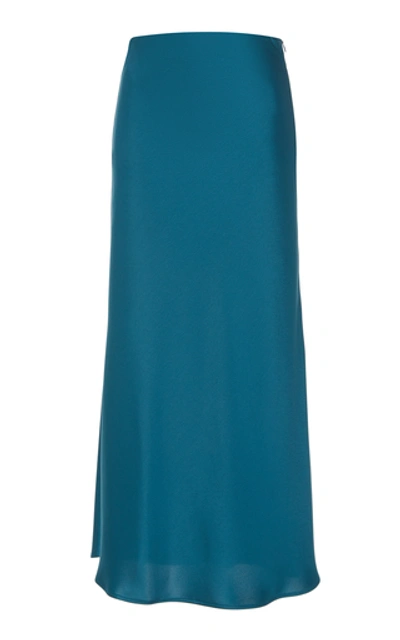 Shop Galvan Valletta Satin Midi Skirt In Blue