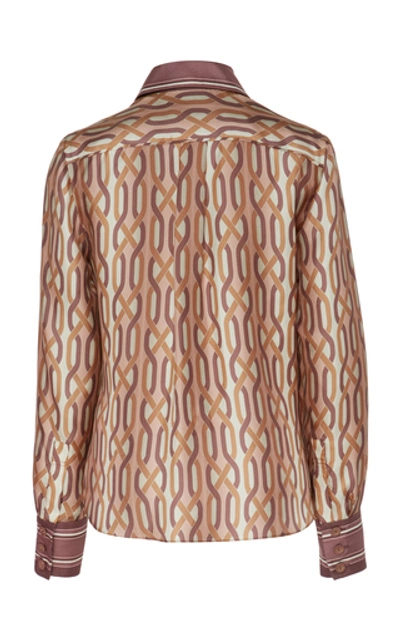 Shop Zimmermann Pussy-bow Two-tone Printed Silk Shirt In Multi