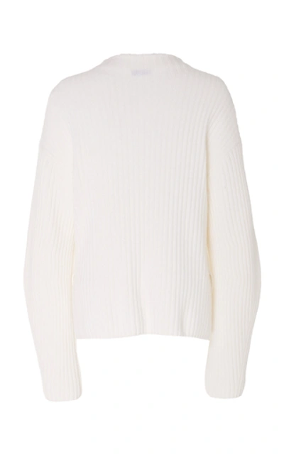 Shop Vince Ribbed Wool And Cashmere-blend Sweater In White