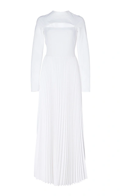 Shop A.w.a.k.e. Cutout Plissé Maxi Dress In White