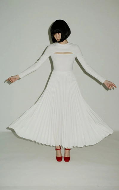 Shop A.w.a.k.e. Cutout Plissé Maxi Dress In White