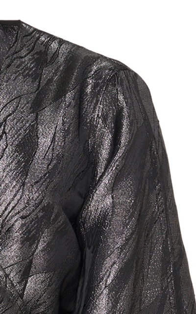 Shop Ganni Metallic Jacquard Mini Dress In Black