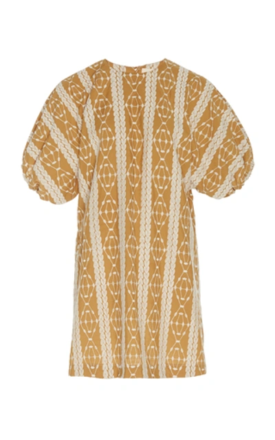 Shop Matin Geometric-pattern Cotton Mini Dress In Multi