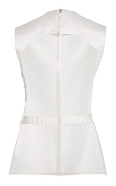 Shop Helmut Lang Fitted Satin Top In White
