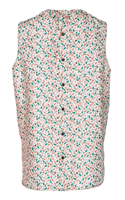 Shop Marni Micro Floral Print Silk Blouse