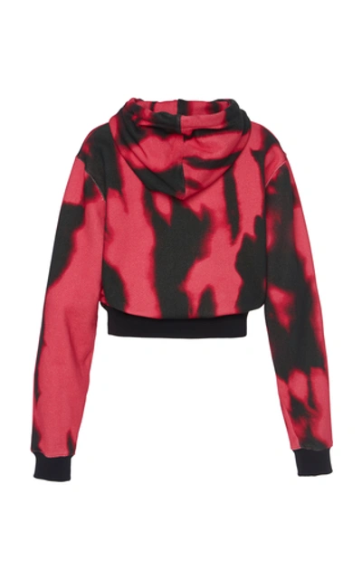 Shop Off-white Tie-dye Cotton Cropped Hoodie In Pink