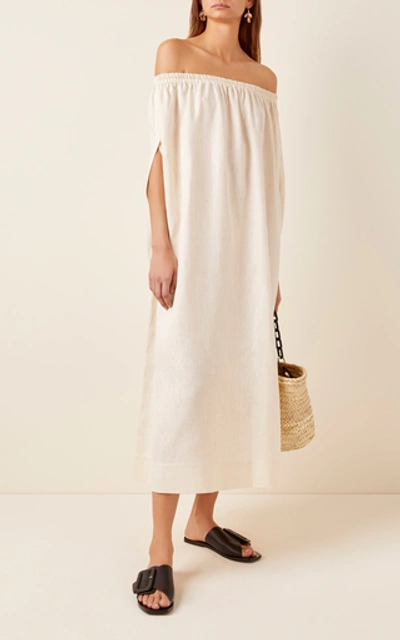 Shop Matteau Swim Cocoon Linen And Cotton-blend Midi Dress In White