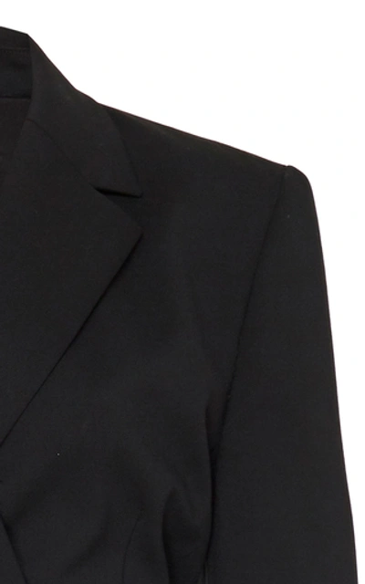 Shop Carolina Herrera Wrap Waist Stretch-wool Blazer In Black