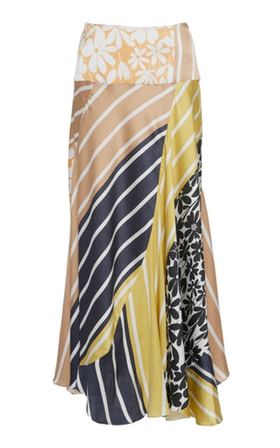 Shop Silvia Tcherassi Faustine Printed Silk-satin Midi Skirt In Multi