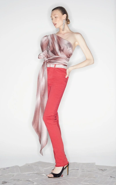 Shop Alexandre Vauthier Mid-rise Colored Skinny Jeans In Red
