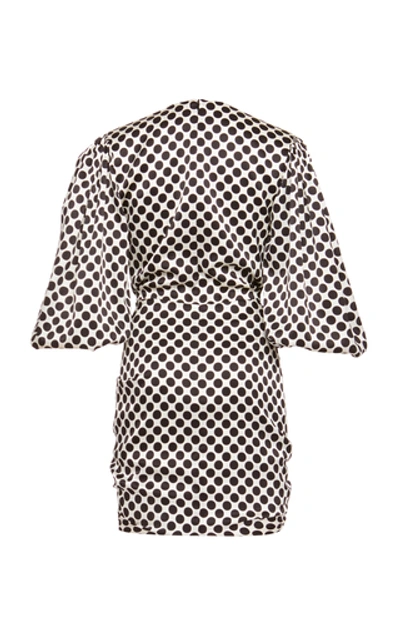 Shop Alexandre Vauthier Gathered Polka-dot Silk-blend Mini Dress In Print