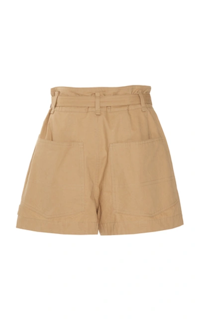 Shop Isabel Marant Ike Belted Cotton-gabardine Shorts In Neutral