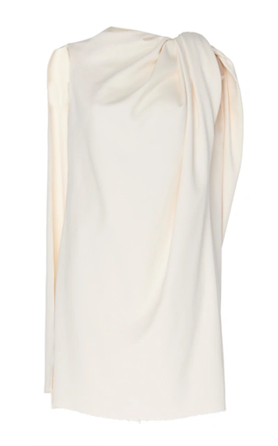 Shop Marina Moscone Draped Stretch-crepe Top In White