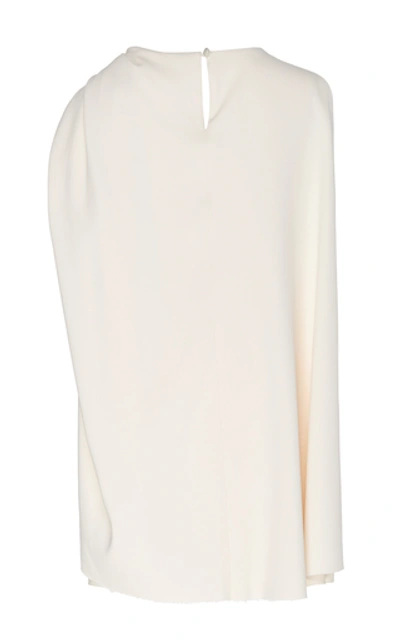 Shop Marina Moscone Draped Stretch-crepe Top In White