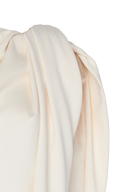 Shop Marina Moscone Draped Stretch-crepe Top In White