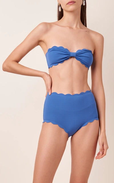 Shop Marysia Santa Monica Scalloped Bikini Briefs In Blue