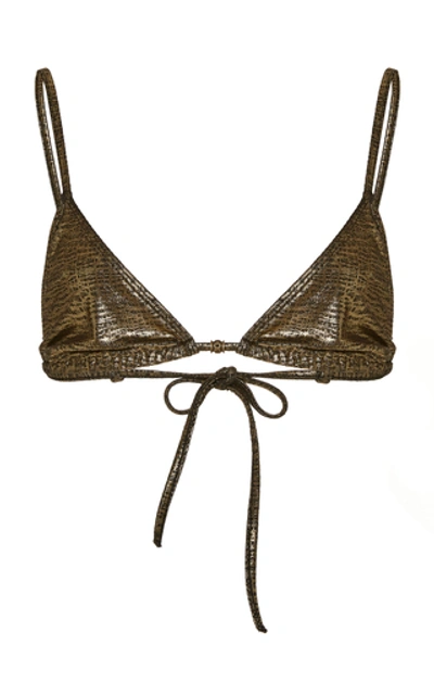 Shop Marie France Van Damme Metallic Bikini Set In Gold