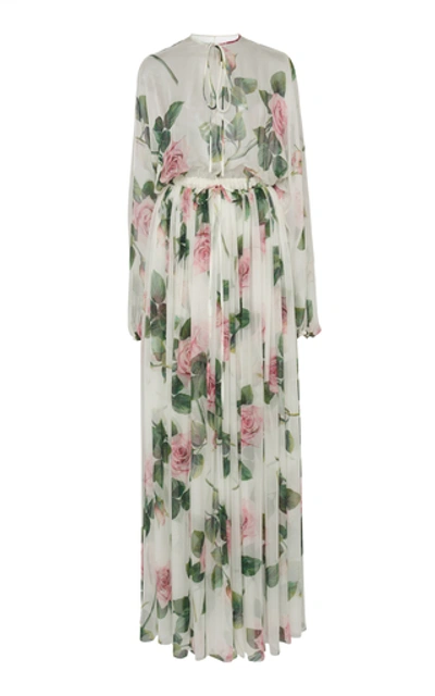 Shop Dolce & Gabbana Floral-print Silk-chiffon Maxi Dress