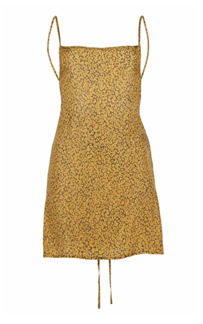 Shop Anemone Back-tied Leopard Cupro Mini Dress In Print