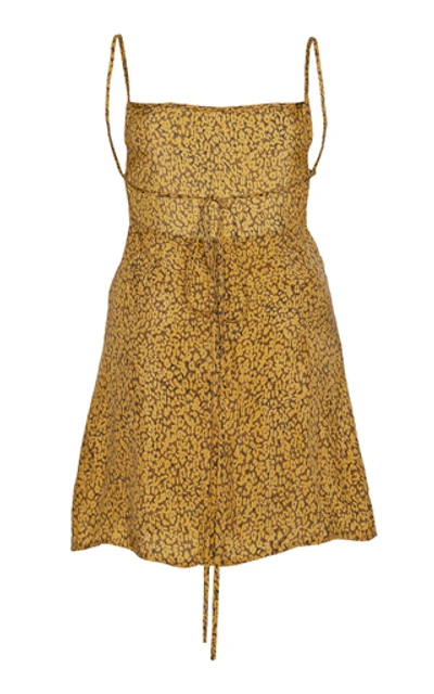 Shop Anemone Back-tied Leopard Cupro Mini Dress In Print