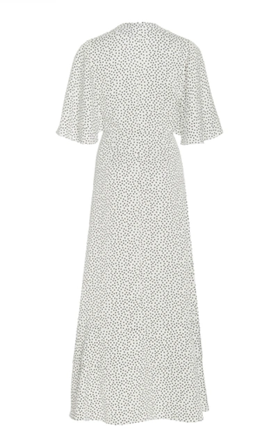 Shop Alexis Kasany Polka-dot Tie-front Midi Dress In White
