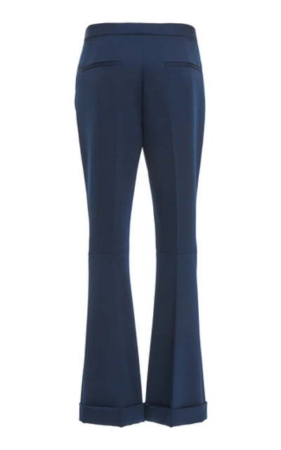 Shop Maison Margiela Cropped Crepe Flared Pants In Blue