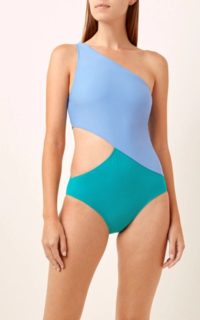 Shop Araks Elmar Cutout Colorblock Swimsuit In Blue