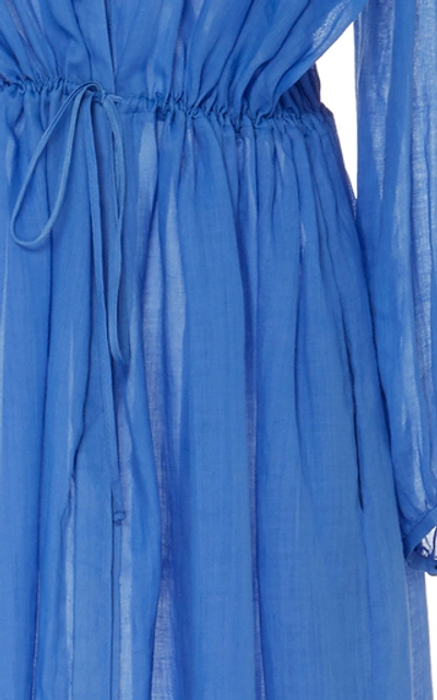 Shop Three Graces London Julienne Ramie Midi Dress In Blue