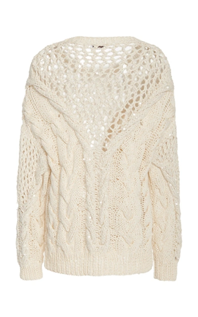 Shop Brunello Cucinelli Oversized Cable-knit Cotton Sweater In Neutral