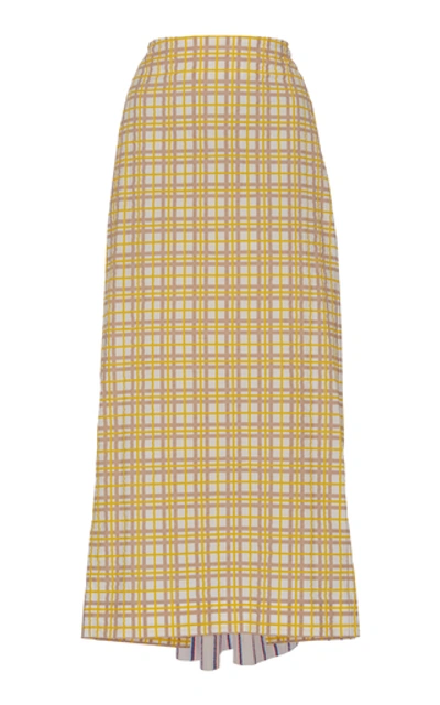 Shop Rosie Assoulin Party In The Back Patterned Cotton-poplin Skirt In Yellow