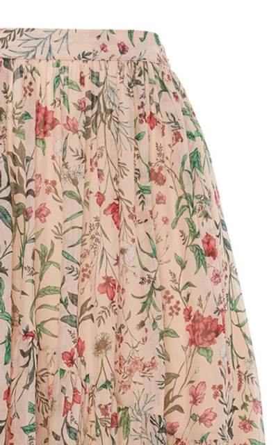 Shop Amur Genie Floral-print Silk Skirt