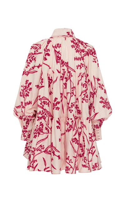 Shop Aje Banksia Printed Cotton Mini Dress In Pink