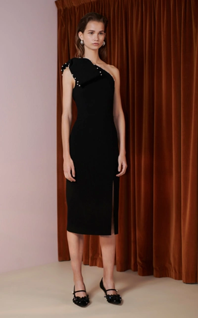 Shop Rebecca Vallance Pipi Bow Detail Midi Cocktail Dress In Black