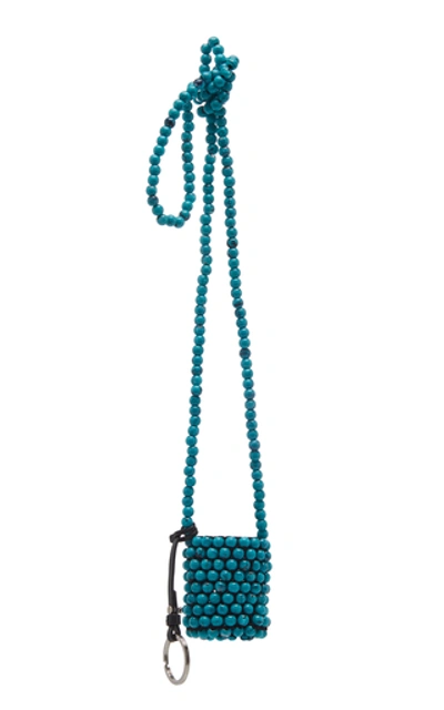 Shop Jil Sander Beaded Mini Crossbody Bucket Bag In Blue