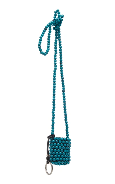 Shop Jil Sander Beaded Mini Crossbody Bucket Bag In Blue