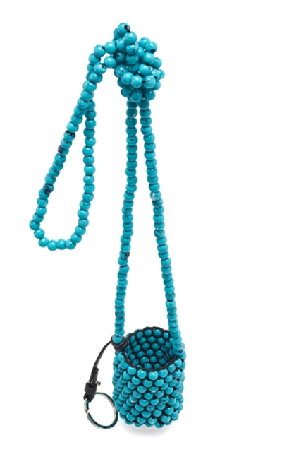 Shop Jil Sander Beaded Mini Crossbody Bucket Bag In Blue