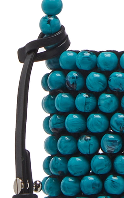 Shop Jil Sander Beaded Mini Crossbody Bucket Bag In Blue