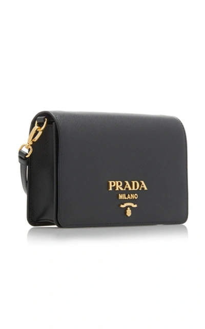 Shop Prada Textured-leather Shoulder Bag In Black