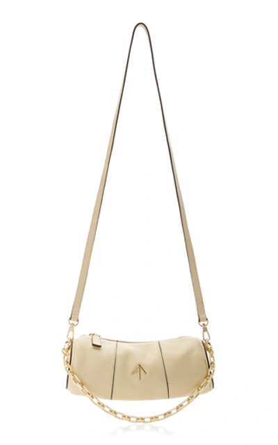 Shop Manu Atelier Cylinder Mini Leather Shoulder Bag In Ivory