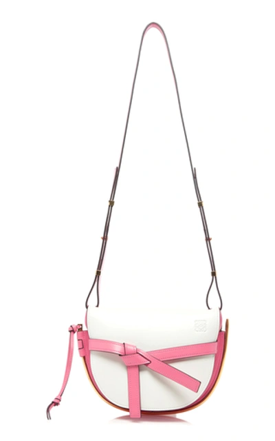 Shop Loewe Gate Small Two-tone Leather Bag In Pink