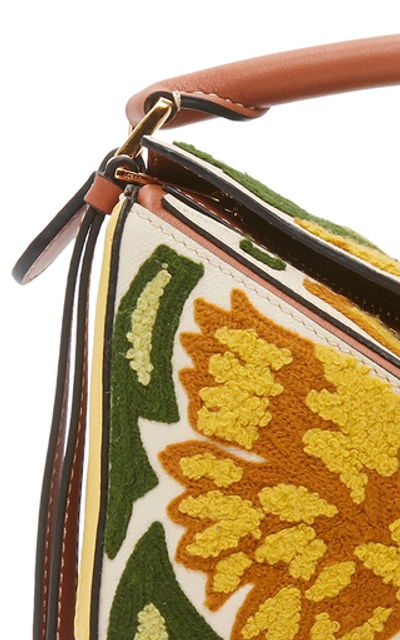 Shop Loewe Puzzle Mini Embroidered Leather Shoulder Bag In Yellow