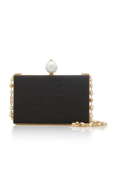 Shop Dolce & Gabbana Faux-pearl Embellished Leather Clutch In Black
