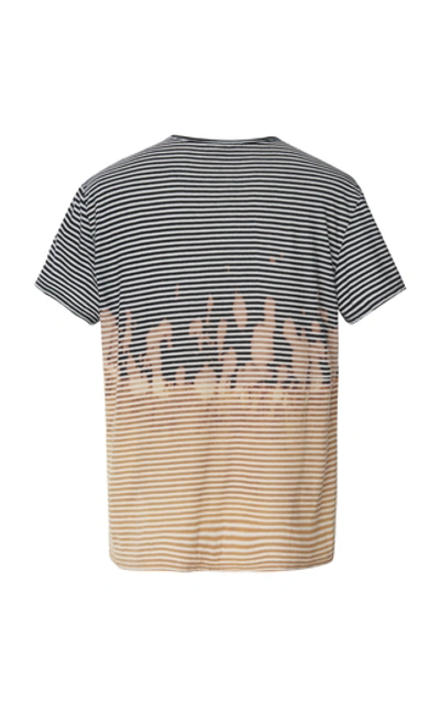 Shop Balmain Distressed Tie-dye Striped Cotton T-shirt In Multi