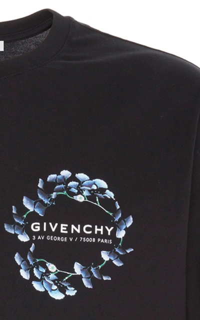 Shop Givenchy Floral-logo Cotton T-shirt In Black