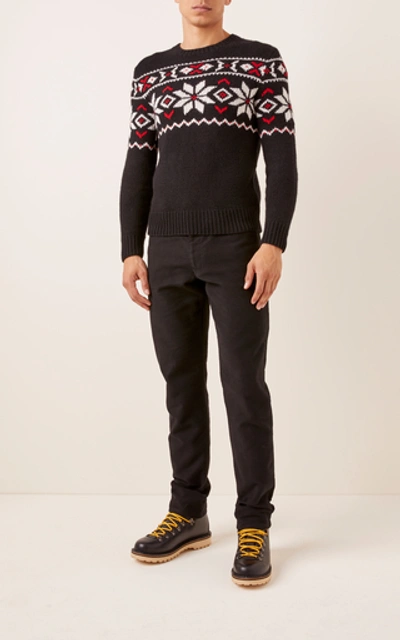 Shop Ralph Lauren Intarsia Knit Cashmere Sweater In Black