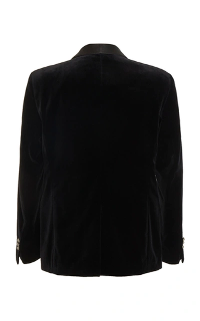 Shop Balmain Satin-trimmed Velvet Blazer In Black