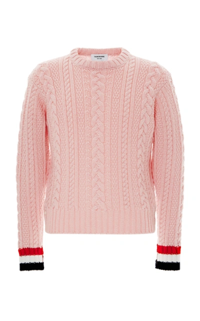 Shop Thom Browne Classic Cable-knit Merino Wool Sweater In Pink